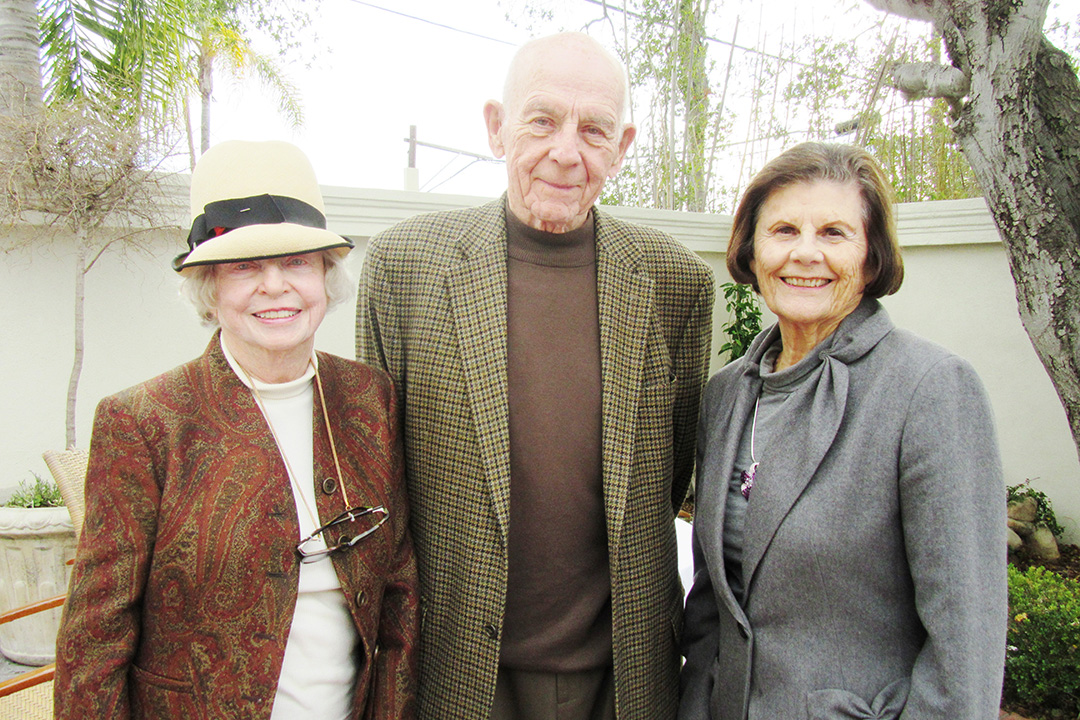 Longtime Cecilia Fund member Alyce Boyd, left with Nancy and Bob Failing. (Rochelle Rose / Noozhawk photo)