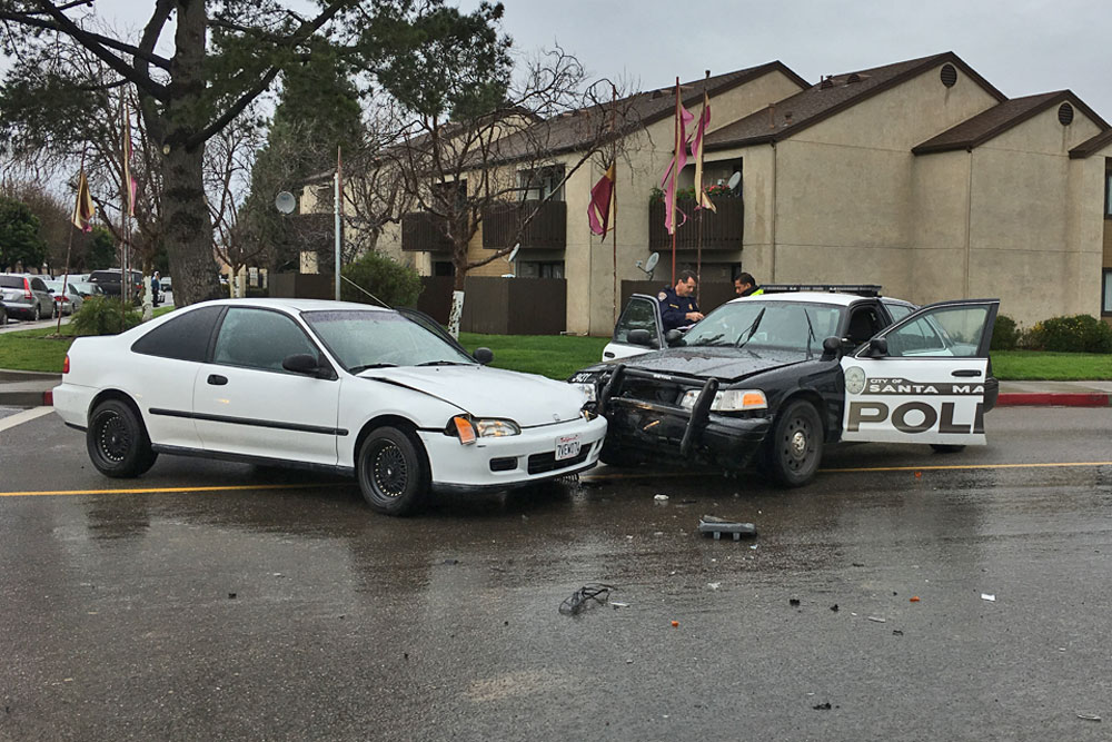Suspect Driving Stolen Vehicle Collides with Santa Maria Police Patrol ...