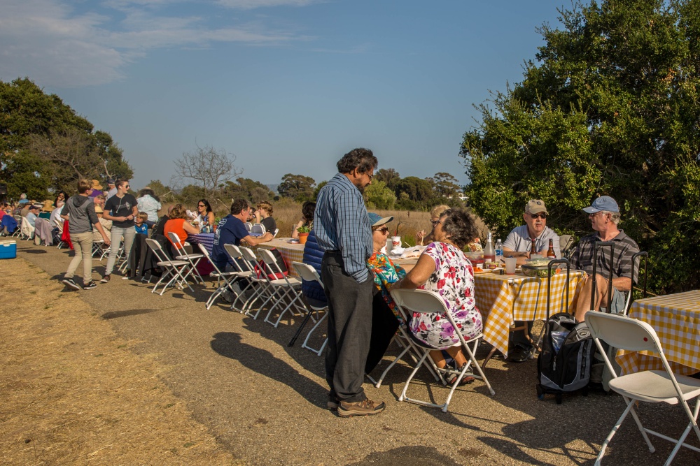 A long row of tables set the stage for the fifth annual Goleta Dam Dinner at Lake Los Carneros.