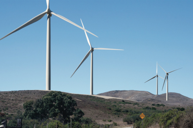 An artist rendition shows what the wind mills would look like at a commercial wind farm .