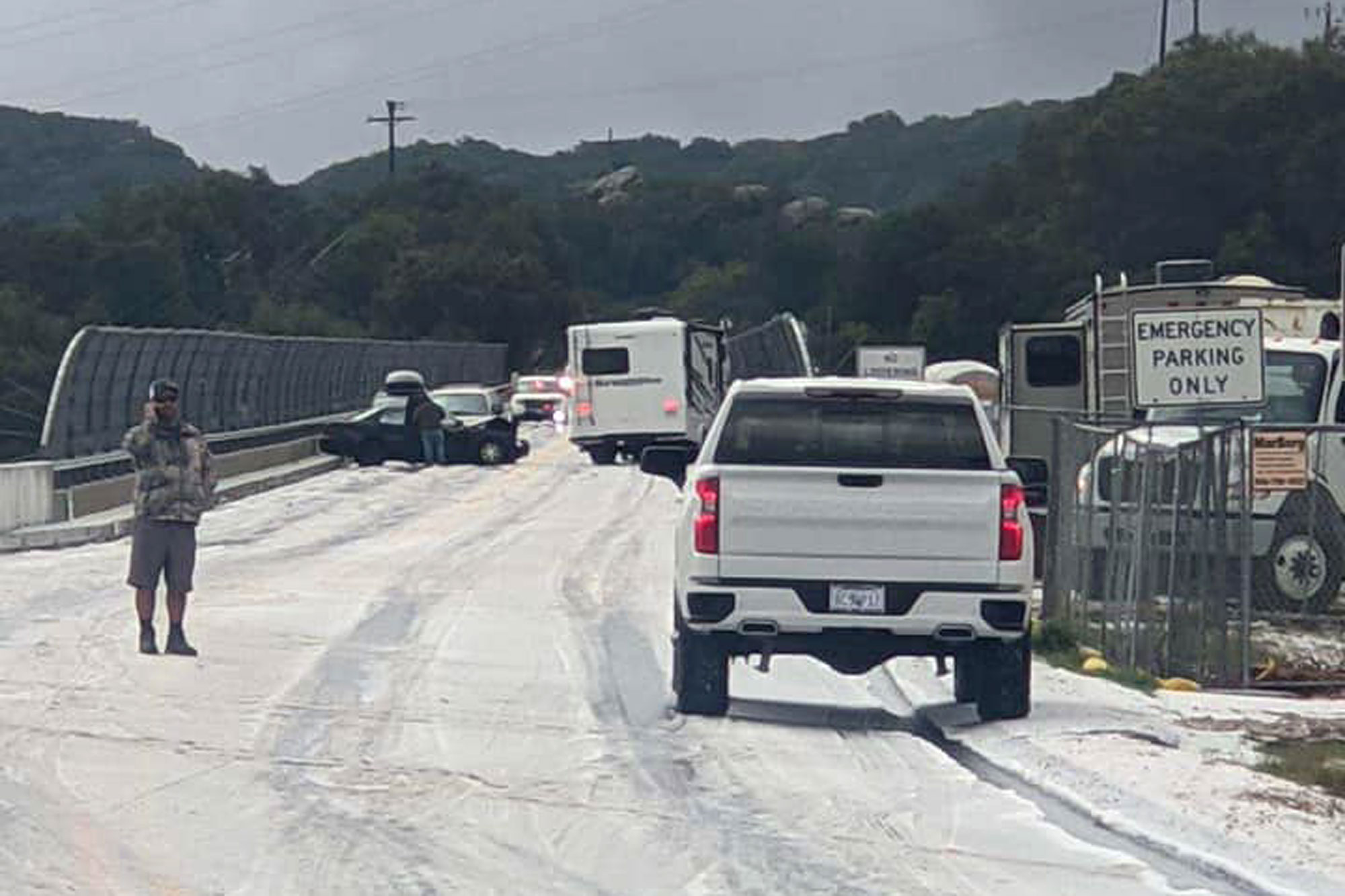 Hail and Snow on Cold Spring Bridge Spawn Crashes, Road Closures on