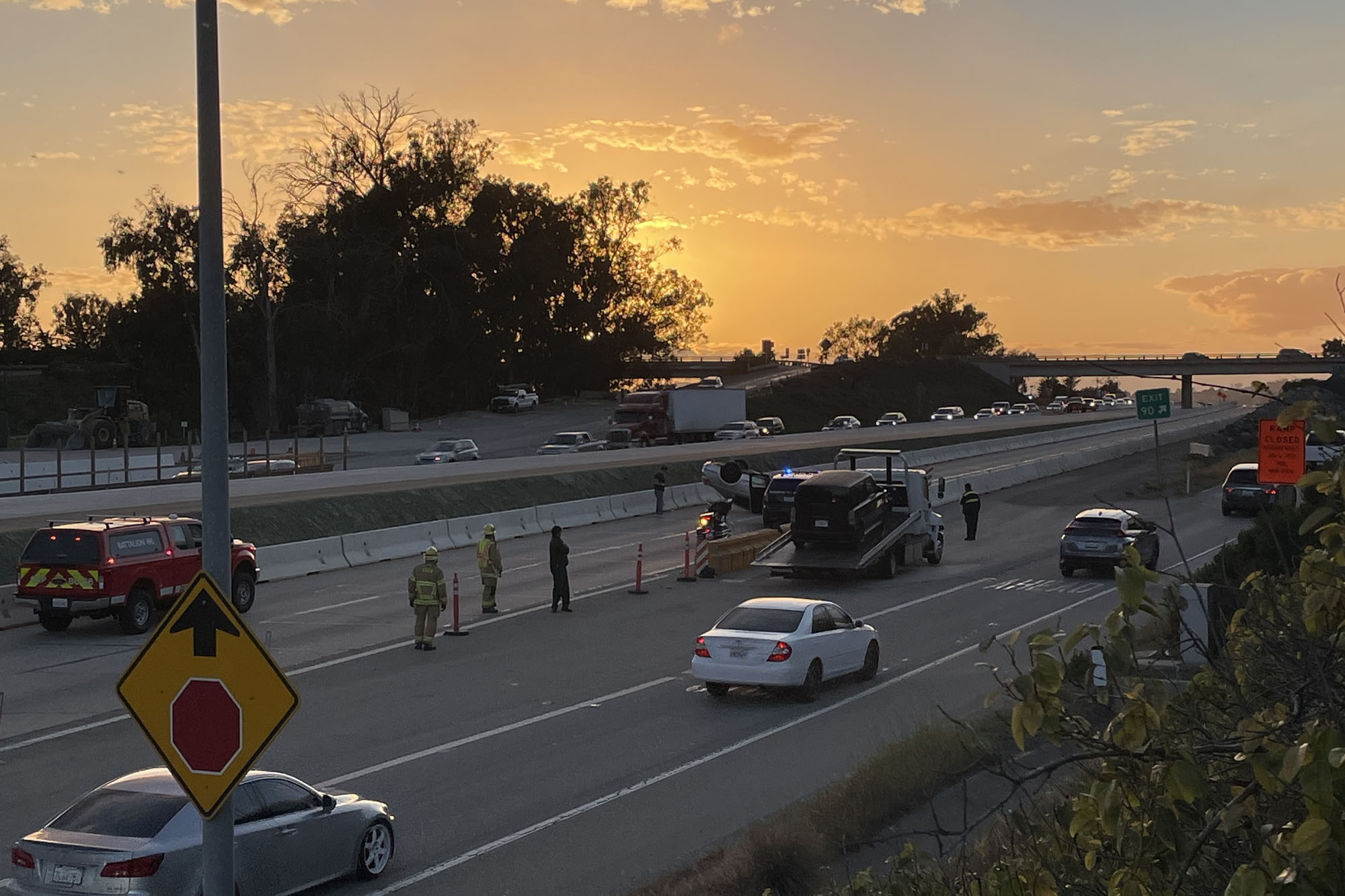 Single-Vehicle Rollover Crash Blocks Northbound Highway 101 Lanes in ...