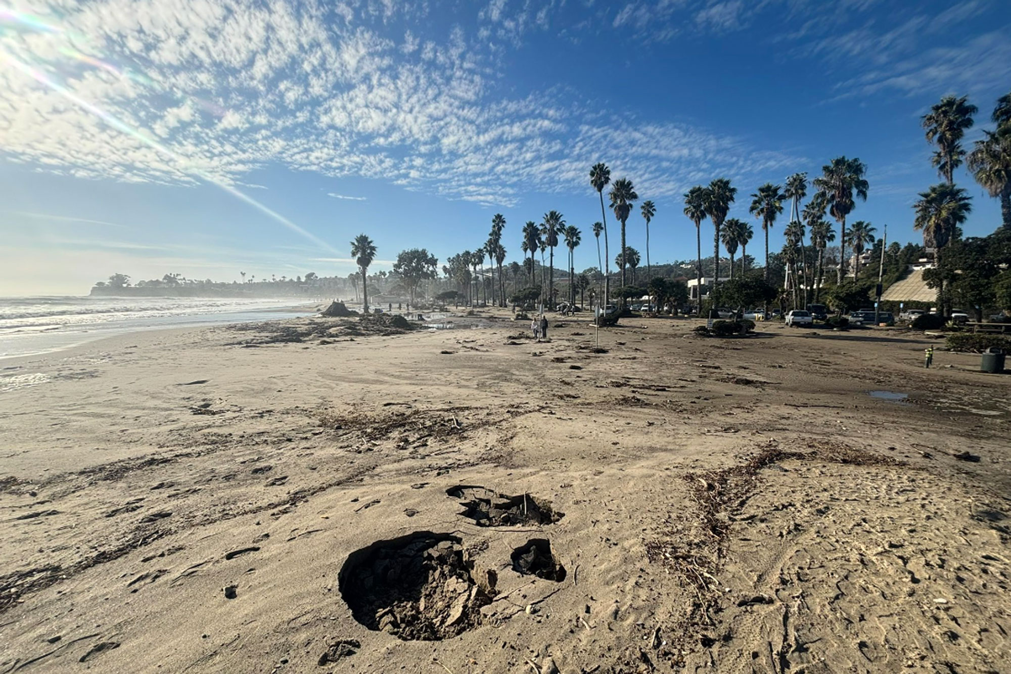 Rain Douses Santa Barbara County as Big Waves, High Tides Continue