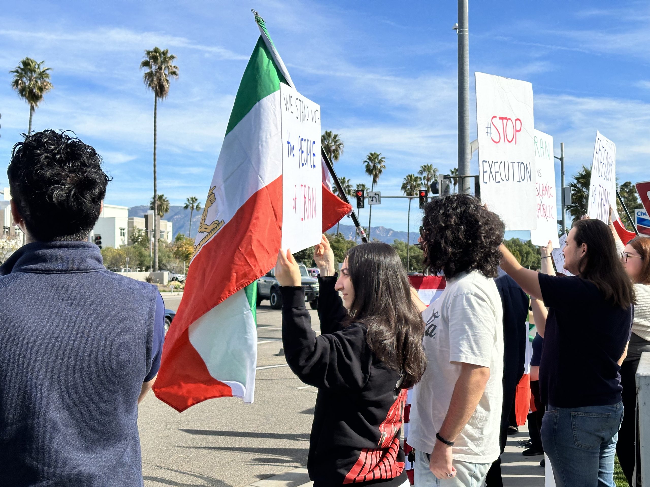 Dozens Gather in Goleta to Protest Against Iranian Regime